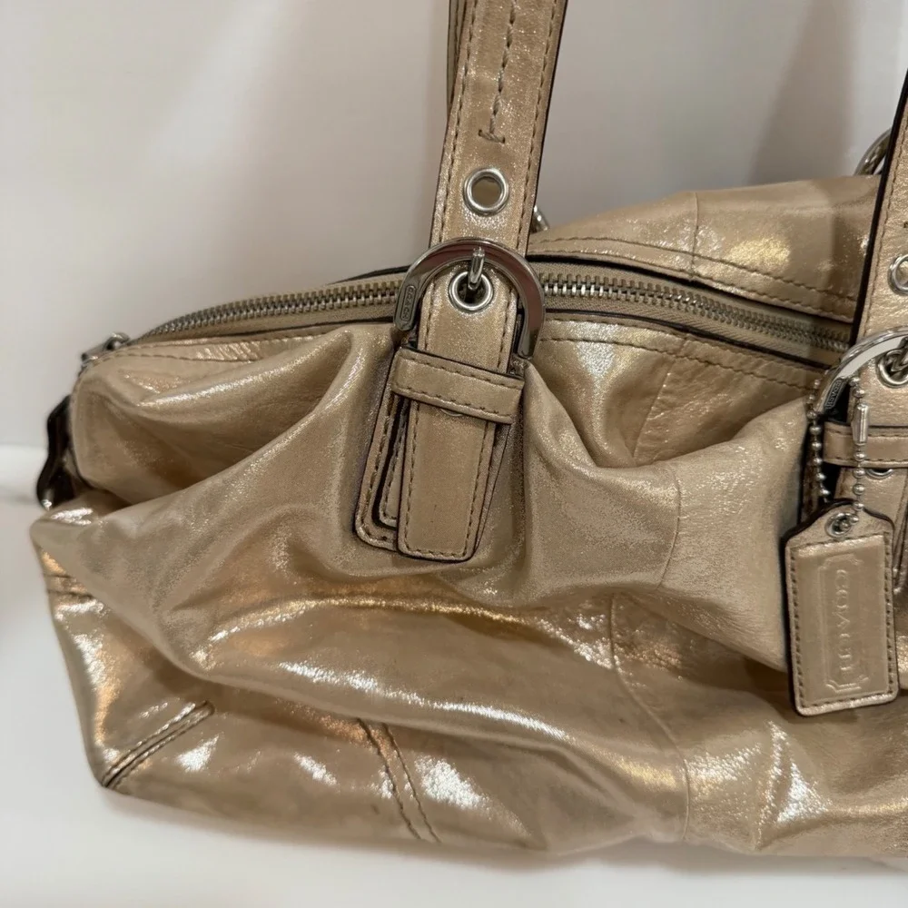 VTG Coach F17220 Soho Metallic Champagne Leather Satchel Shoulder Bag